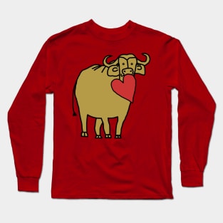 Gold Ox With Red Heart Valentine on Valentines Day Long Sleeve T-Shirt